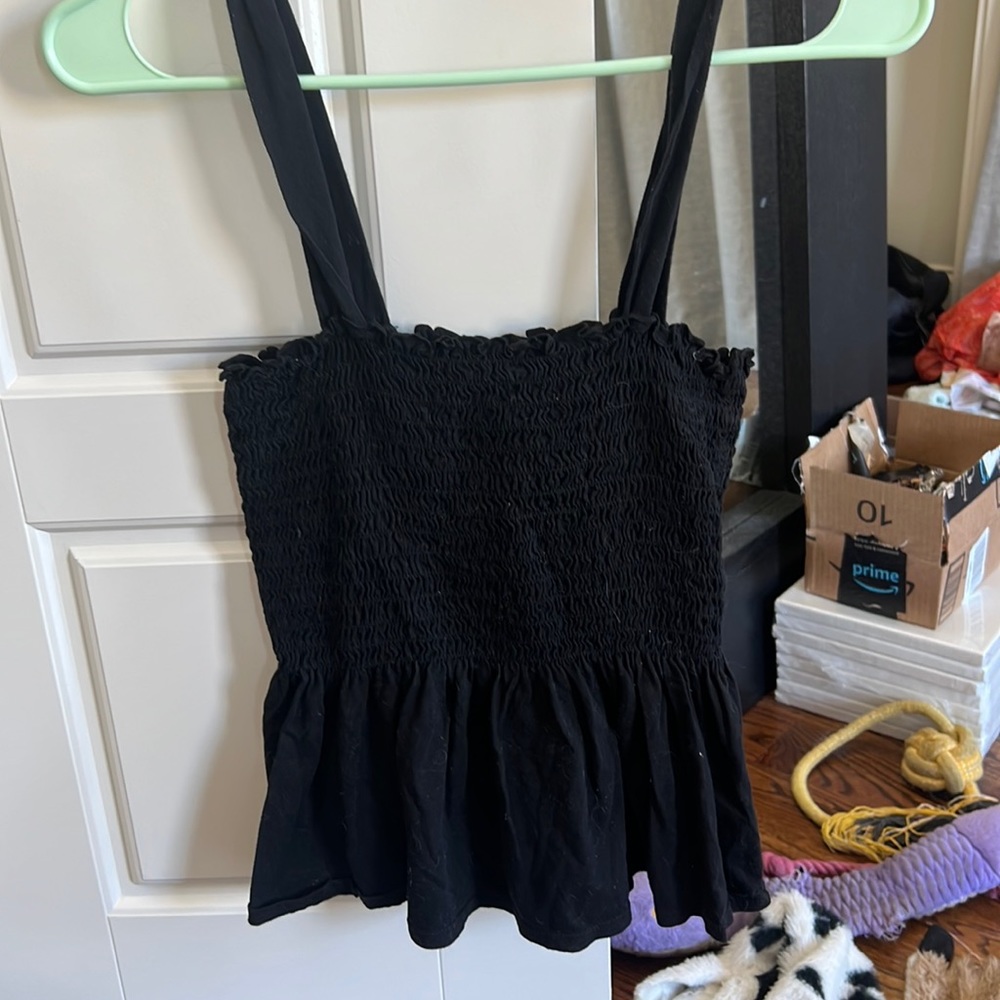 Peplum scrunch tank